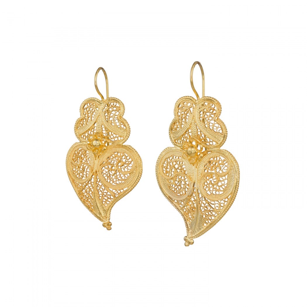Earrings Heart of Viana 4,5cm in Gold Plated Silver 