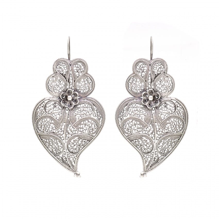 Pendientes Corazón de Viana 5,5cm de Plata 