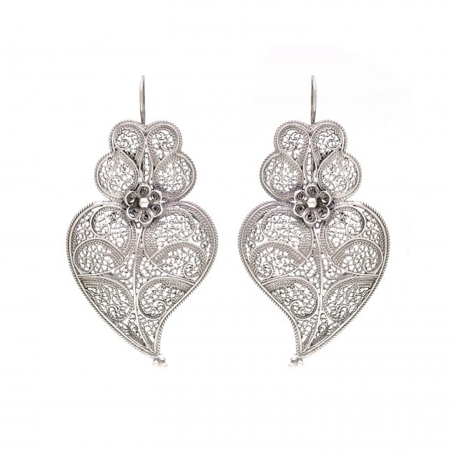 Earrings Heart of Viana 5,5cm in Silver