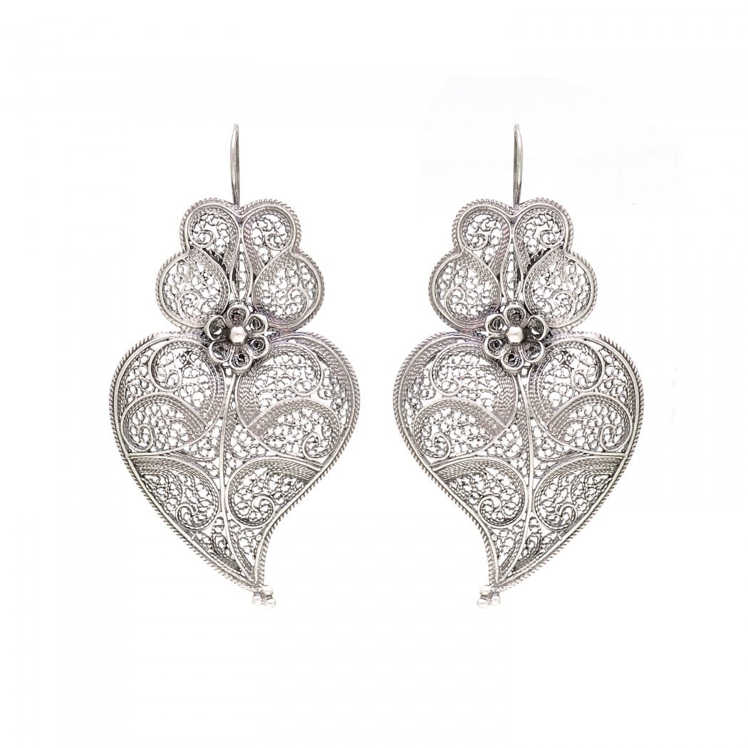 Earrings Heart of Viana 5,5cm in Silver 