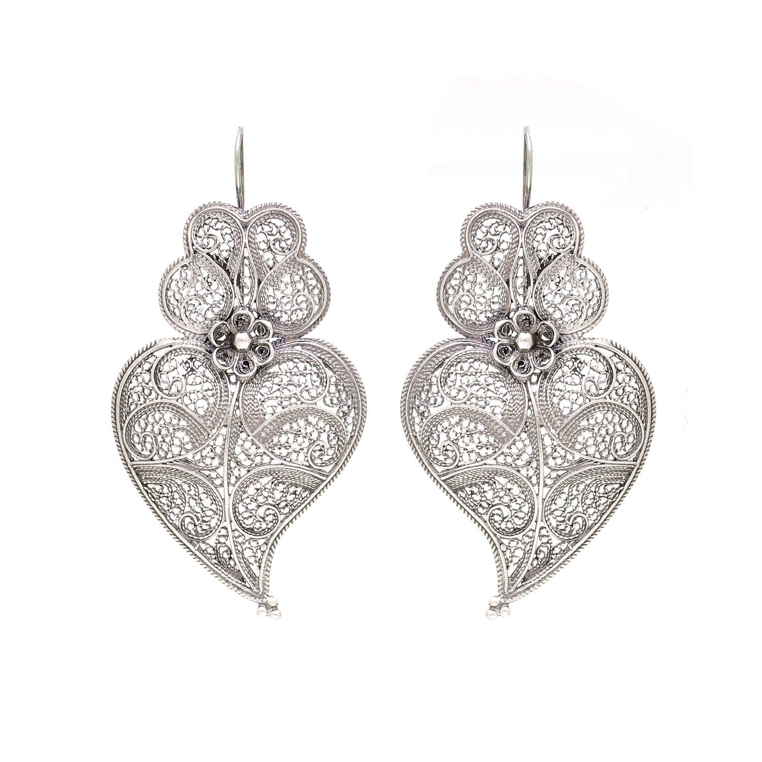 Pendientes Corazón de Viana 5,5cm de Plata 