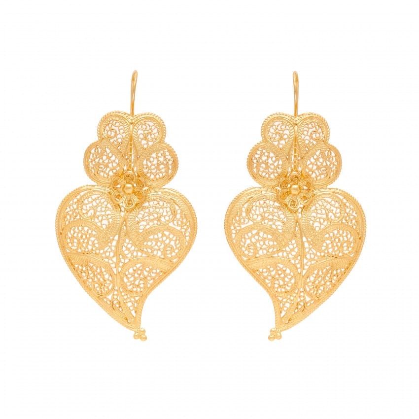 Earrings Heart of Viana 5,5cm in Gold Plated Silver 