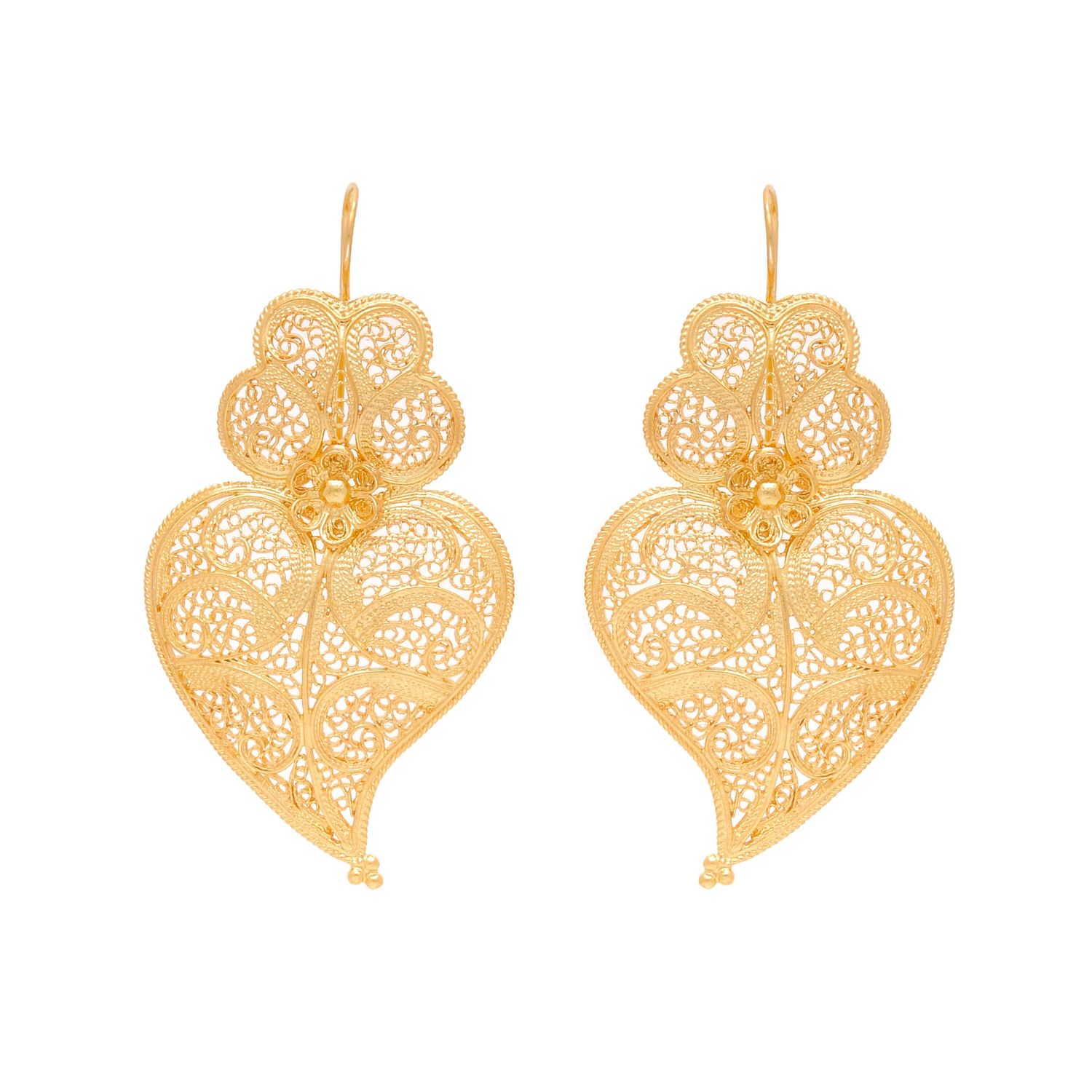 Earrings Heart of Viana 5,5cm in Gold Plated Silver 