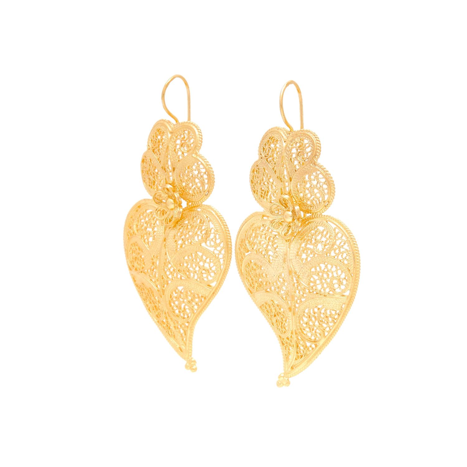 Earrings Heart of Viana 5,5cm in Gold Plated Silver 