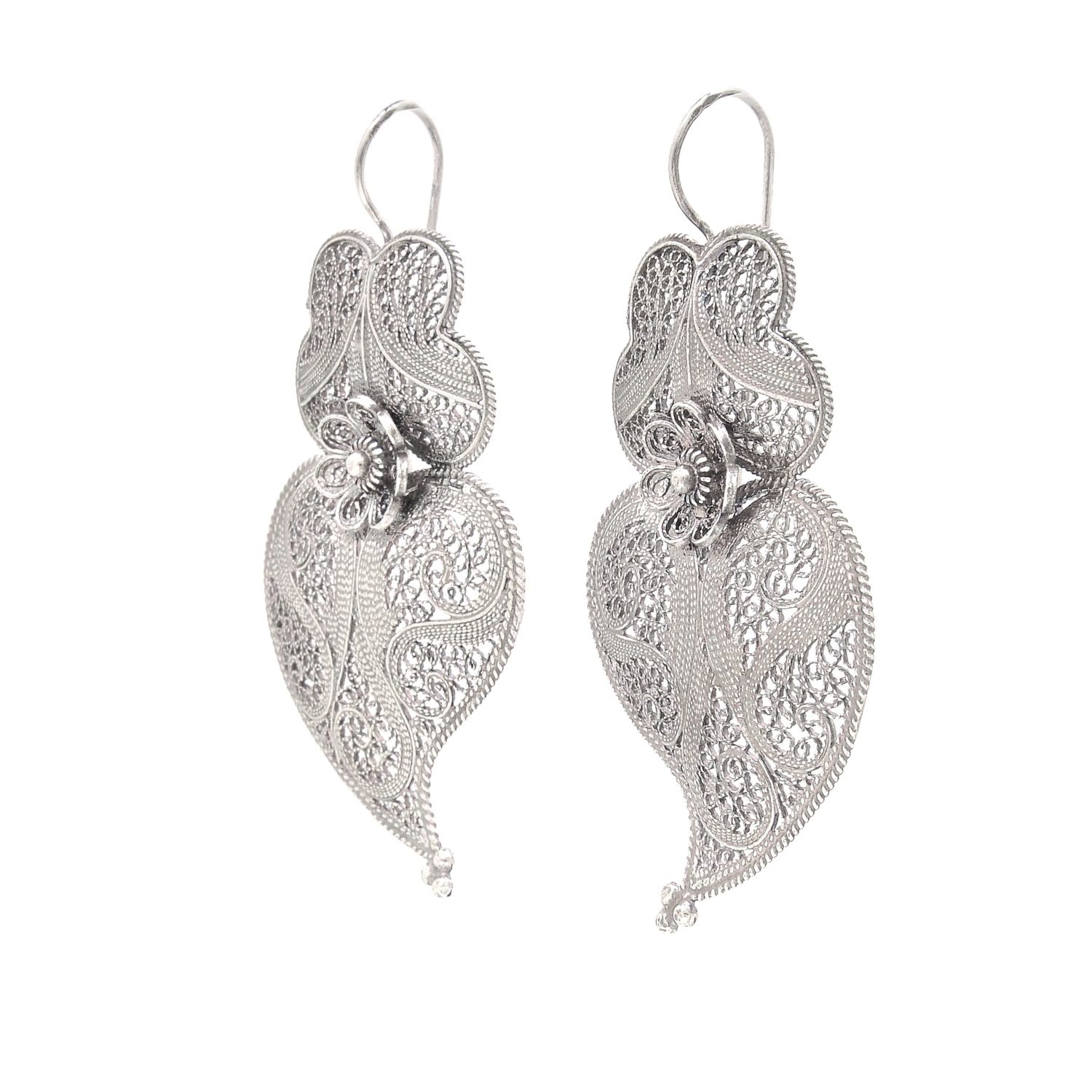 Earrings Heart of Viana 6,0cm in Silver Earrings Heart of Viana 6,0cm in Silver