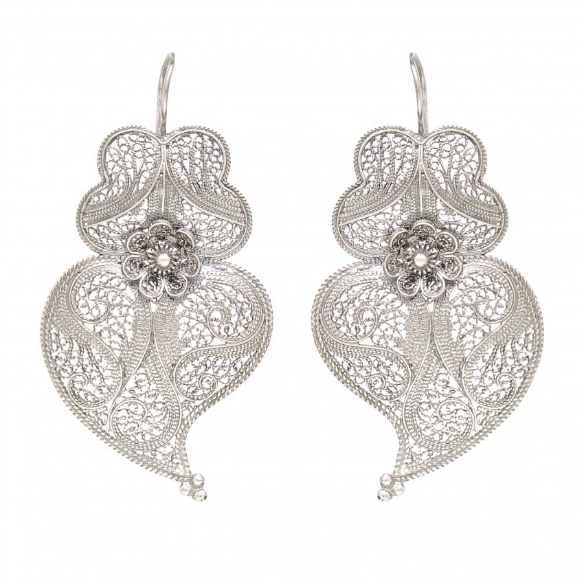 Pendientes Corazón de Viana 6,0cm de Plata 