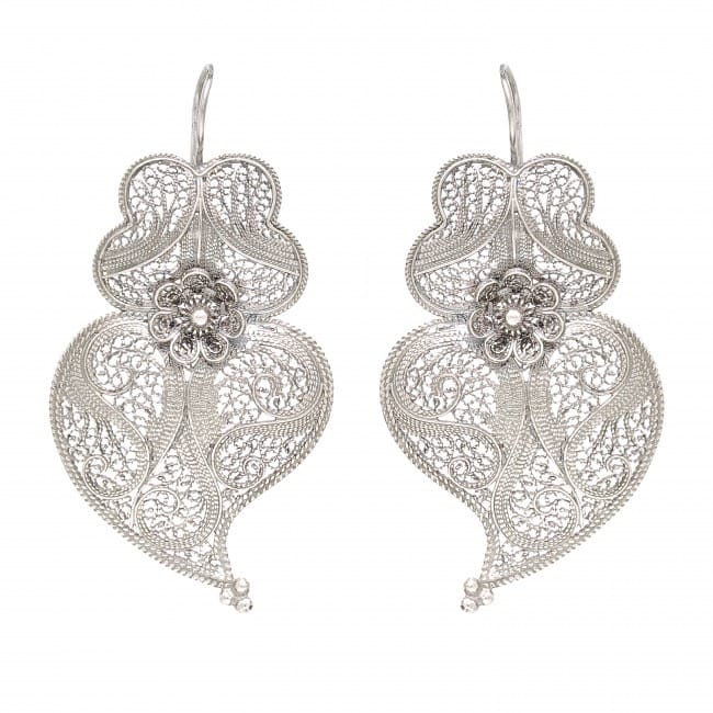 Earrings Heart of Viana 6,0cm in Silver