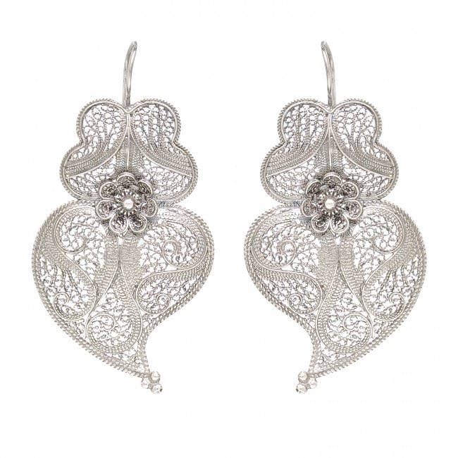 Pendientes Corazón de Viana 6,0cm de Plata