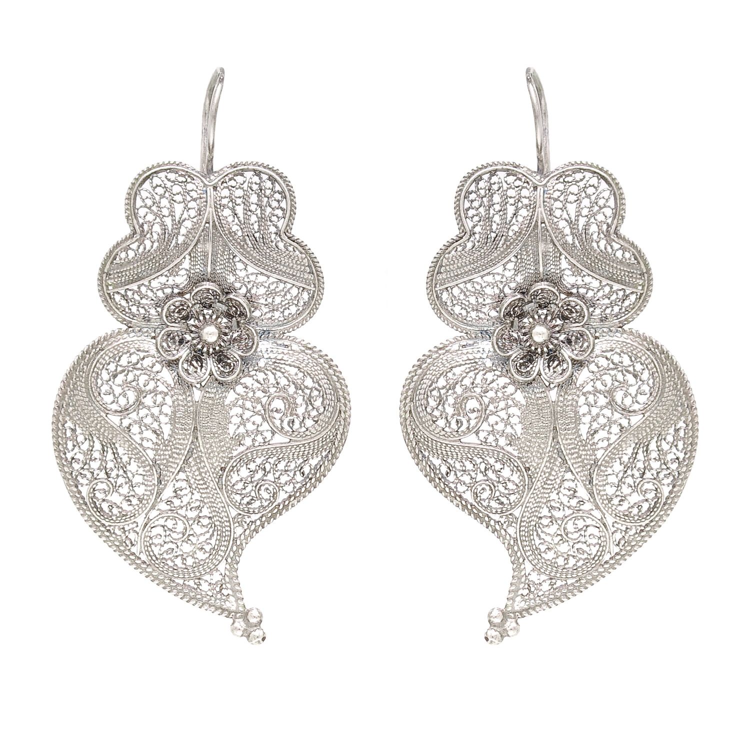 Earrings Heart of Viana 6,0cm in Silver Earrings Heart of Viana 6,0cm in Silver