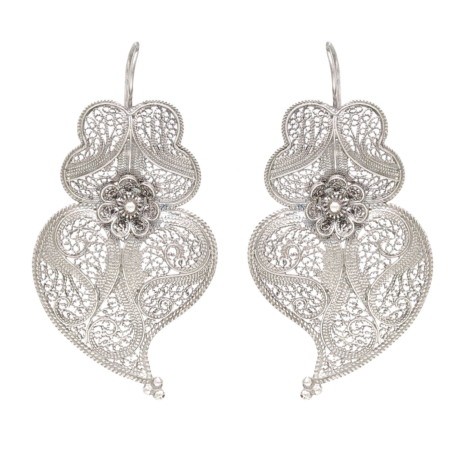 Earrings Heart of Viana 6,0cm in Silver 