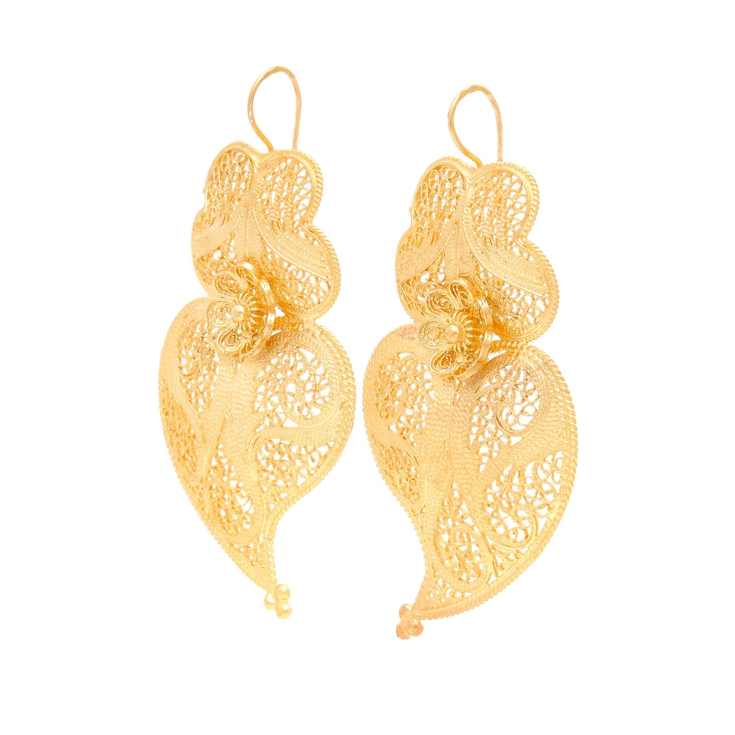 Earrings Heart of Viana 6,0cm in Gold Plated Silver 