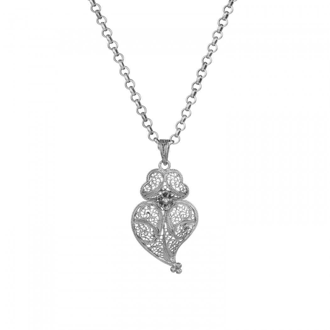 Necklace Heart of Viana 4,0 cm in Silver 