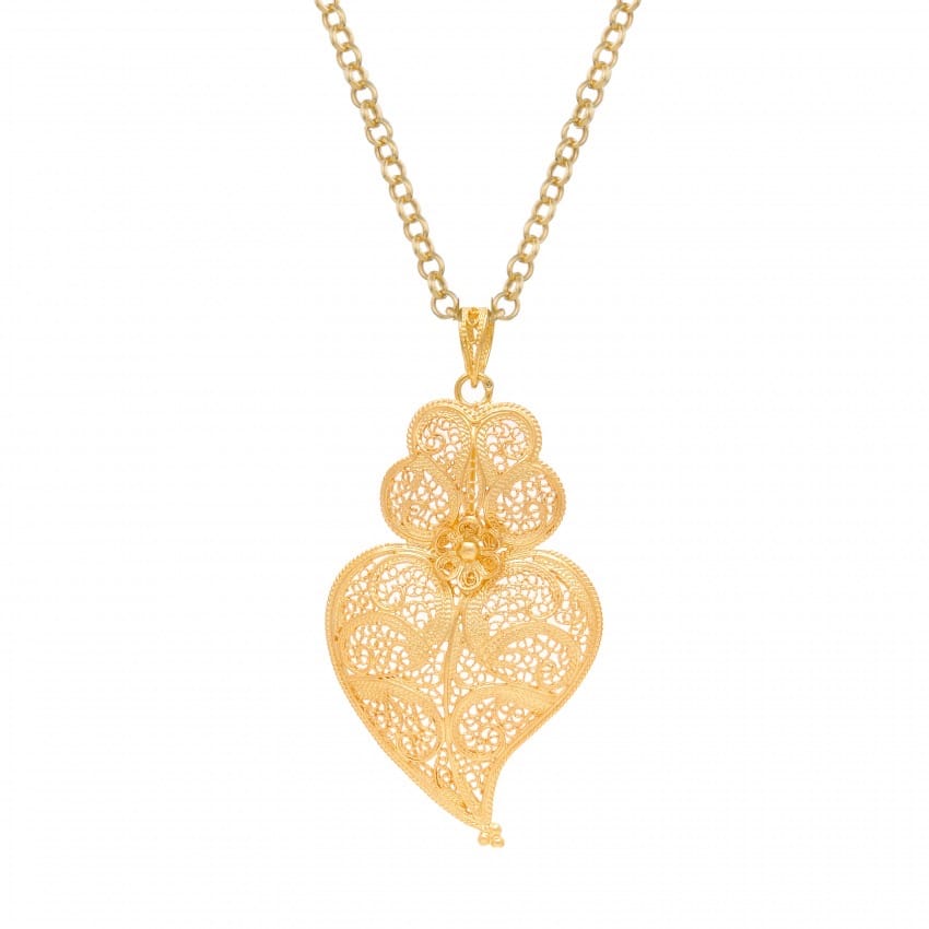 Collar Corazón de Viana 5,5cm de Plata Bañada en Oro 
