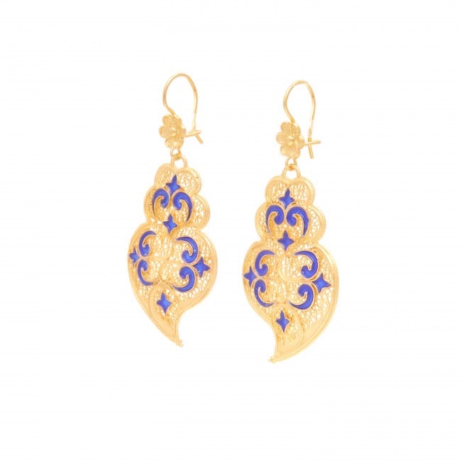 Earrings Heart of Viana Azulejo in Gold Plated Silver Earrings Heart of Viana Azulejo in Gold Plated Silver