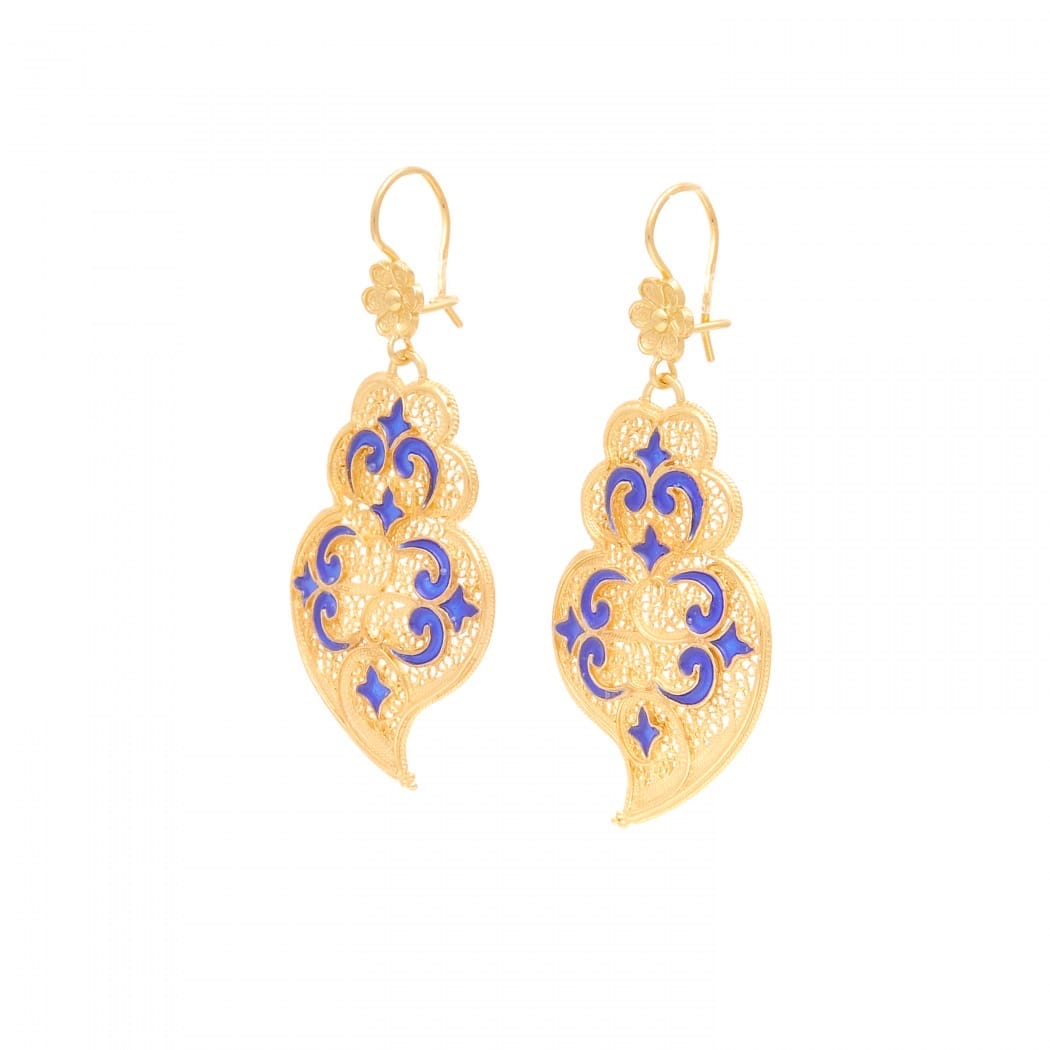 Earrings Heart of Viana Azulejo in Gold Plated Silver 