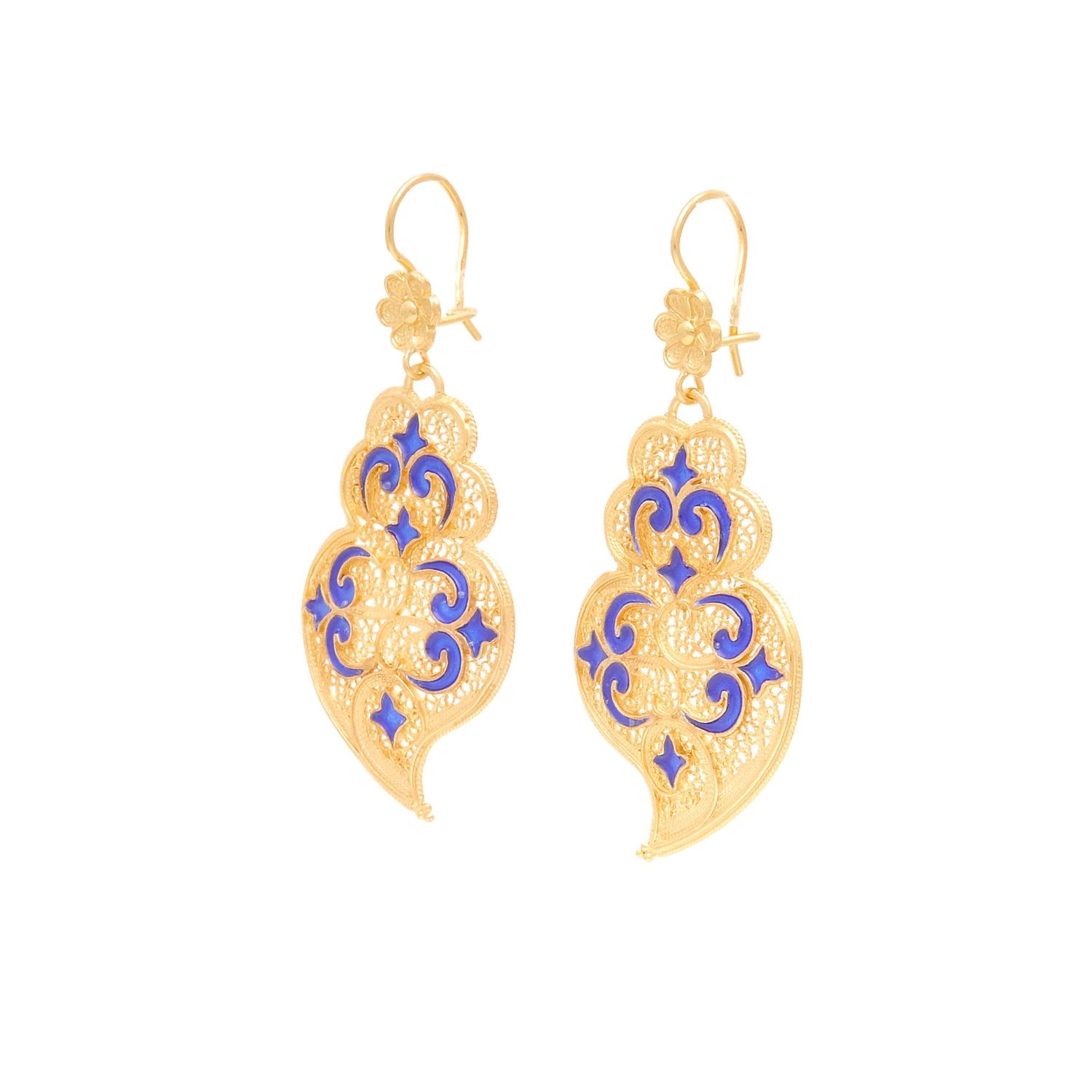 Earrings Heart of Viana Azulejo in Gold Plated Silver Earrings Heart of Viana Azulejo in Gold Plated Silver