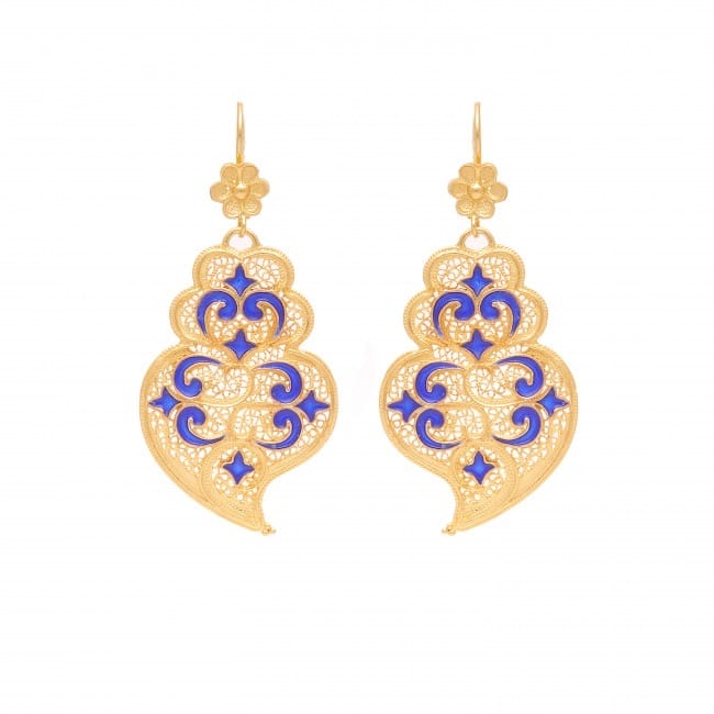 Earrings Heart of Viana Azulejo in Gold Plated Silver
