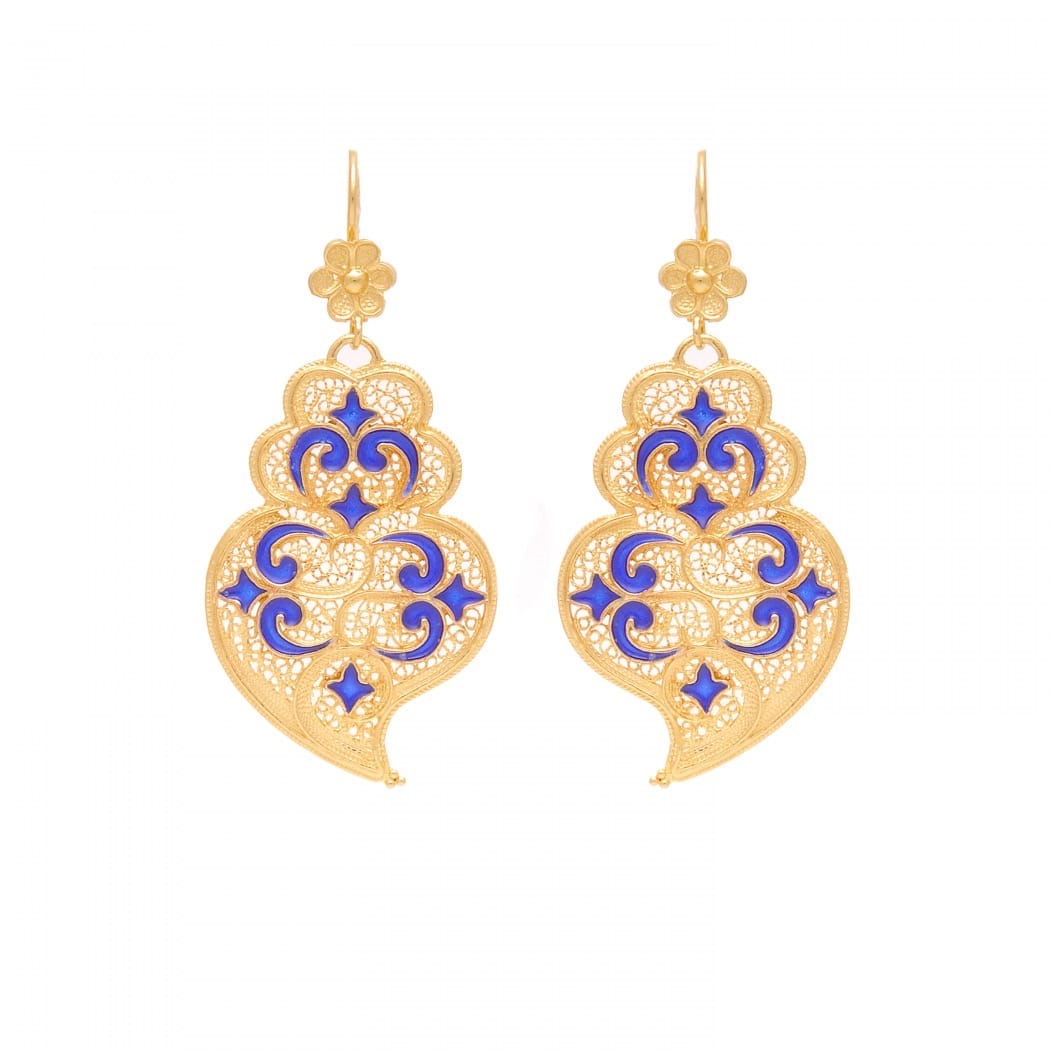 Earrings Heart of Viana Azulejo in Gold Plated Silver 