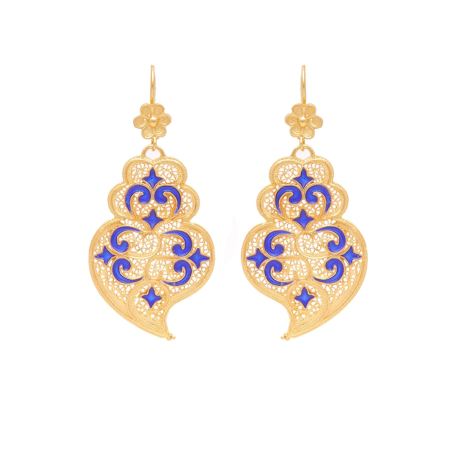 Earrings Heart of Viana Azulejo in Gold Plated Silver 