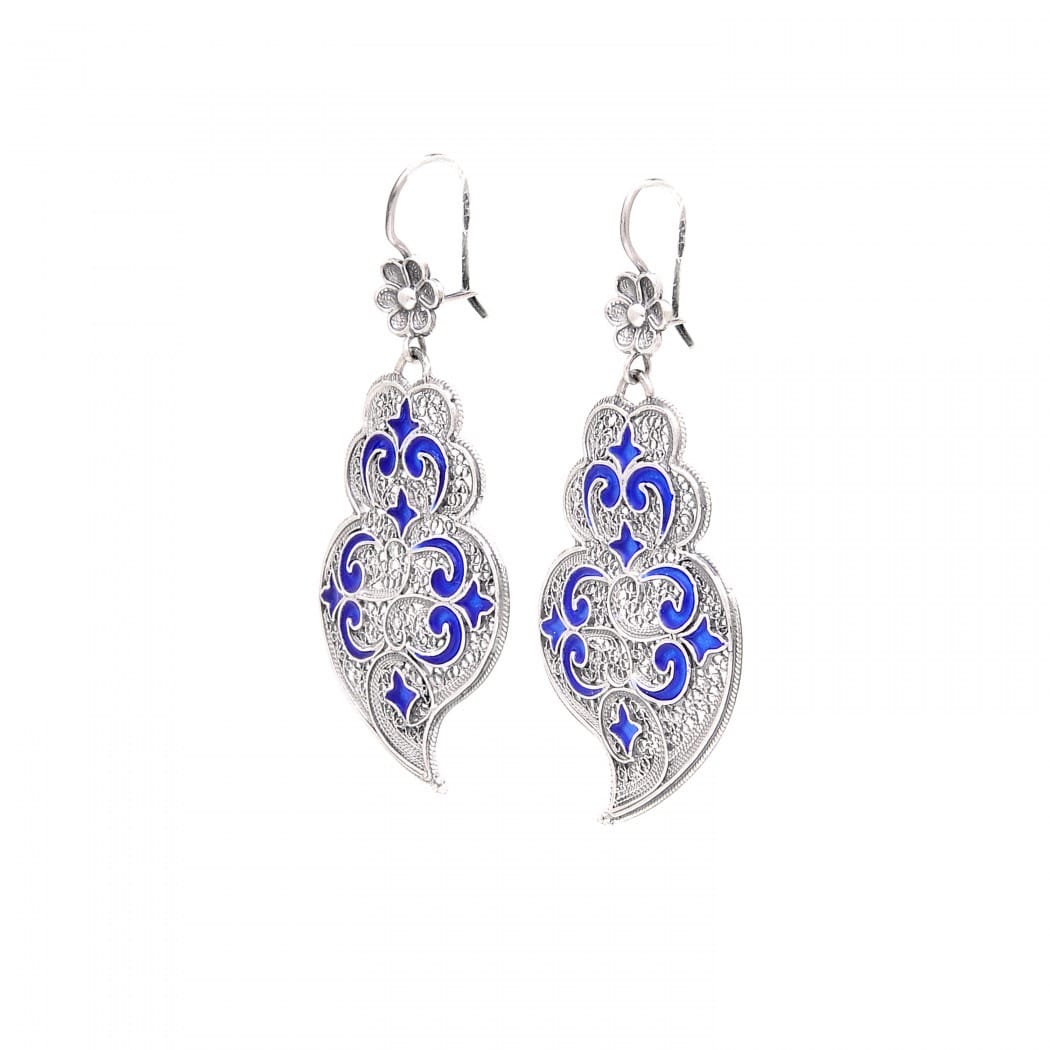 Earrings Heart of Viana Azulejo in Silver 