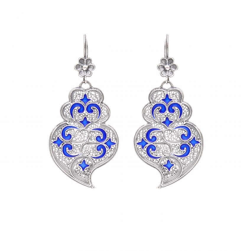 Earrings Heart of Viana Azulejo in Silver 