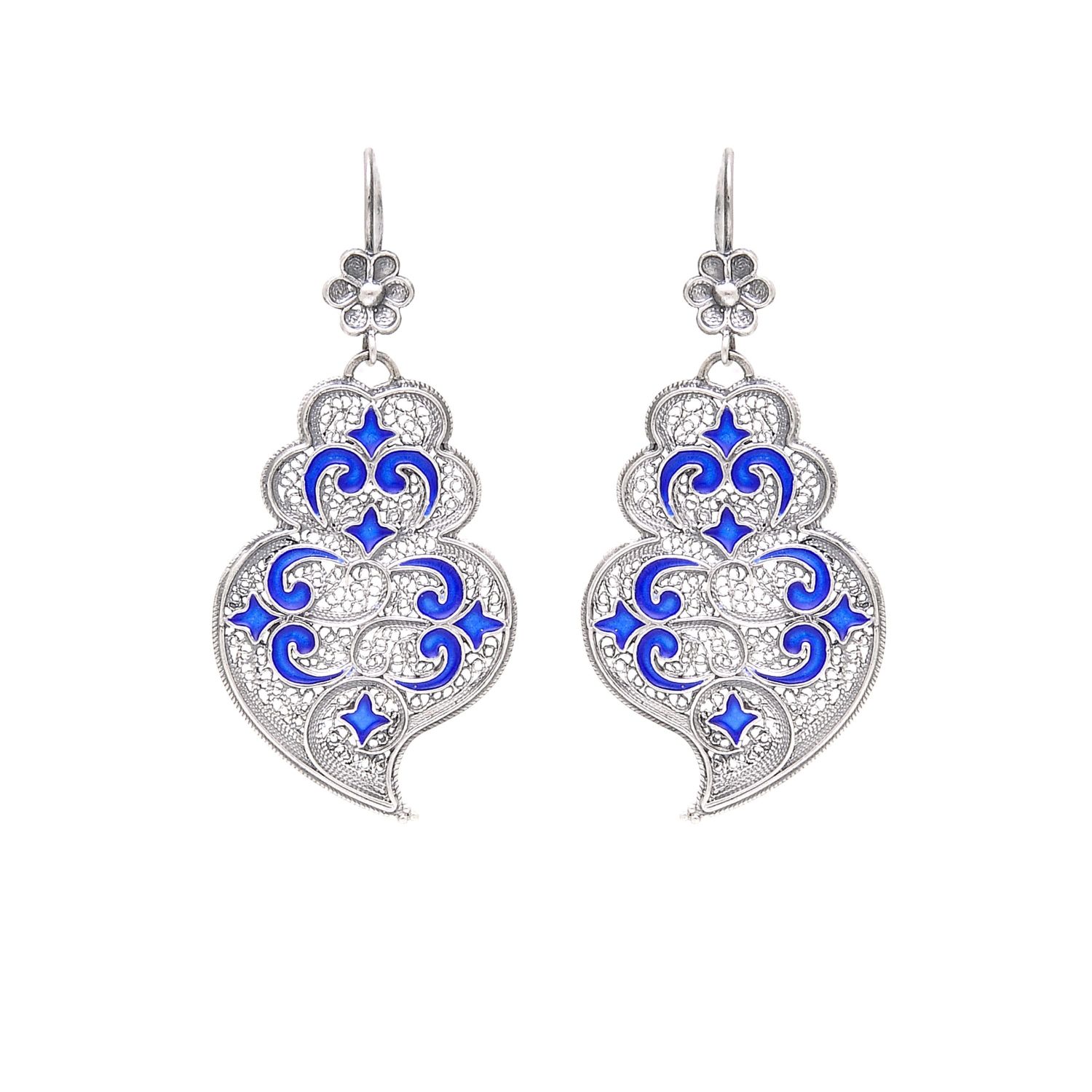 Earrings Heart of Viana Azulejo in Silver 