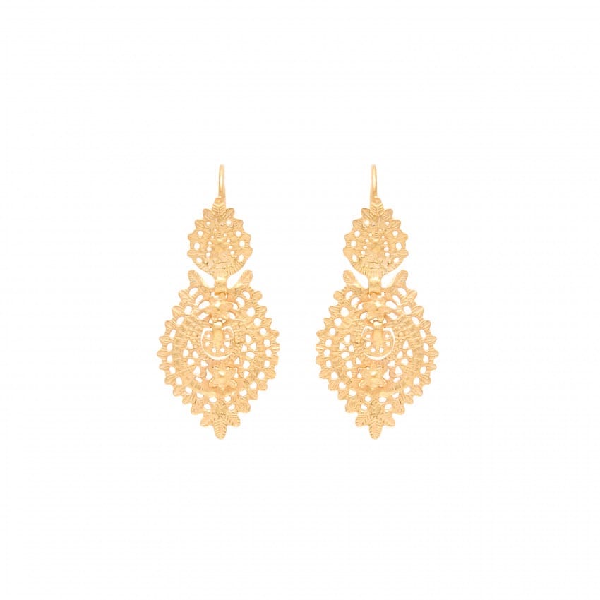 Queen Earrings 4,0cm in Gold Plated Silver 