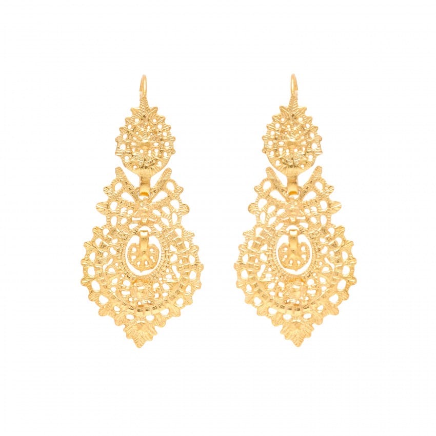 Queen Earrings M in Gold Plated Silver 