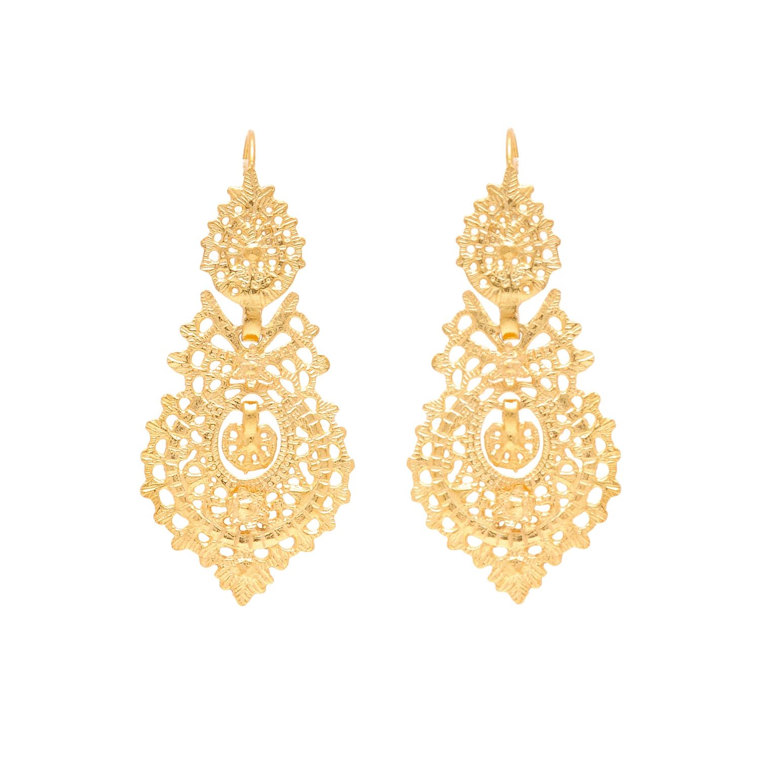 Queen Earrings 5,5cm in Gold Plated Silver - Portugal Jewels