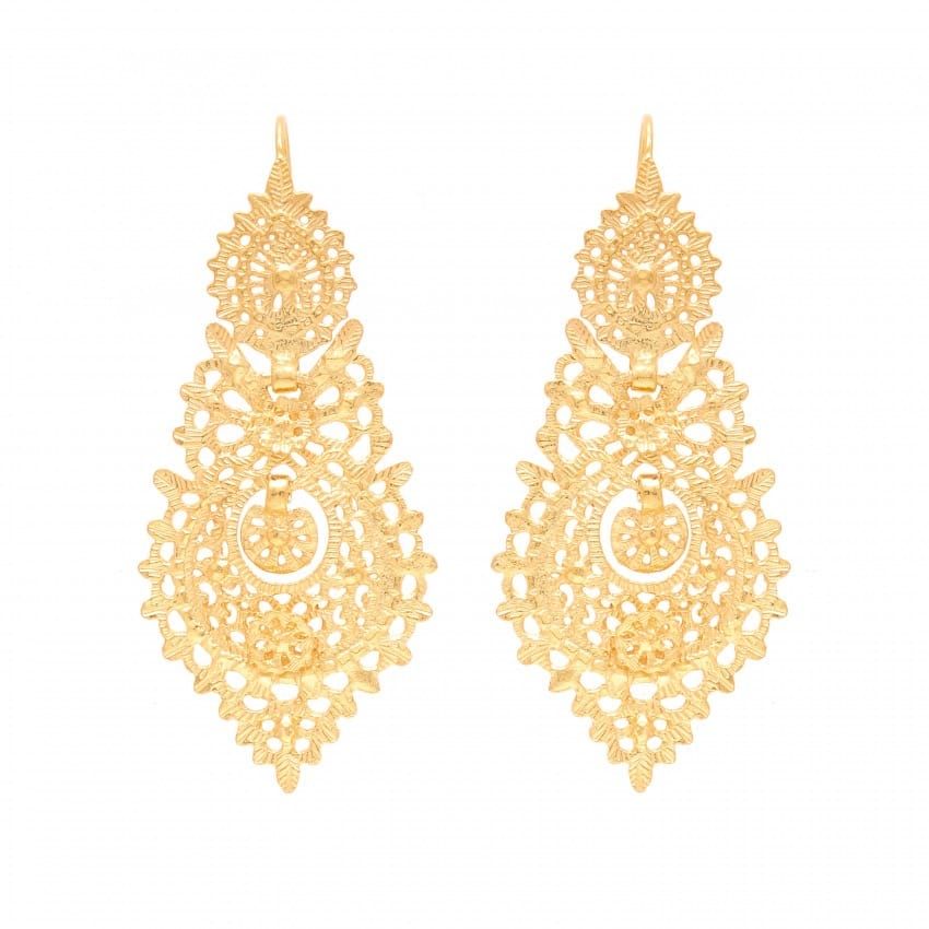 Queen Earrings 6,5cm in Gold Plated Silver 