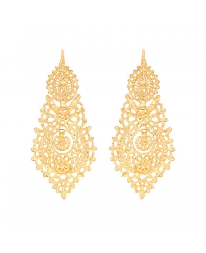 Queen Earrings 6,5cm in Gold Plated Silver - Portugal Jewels