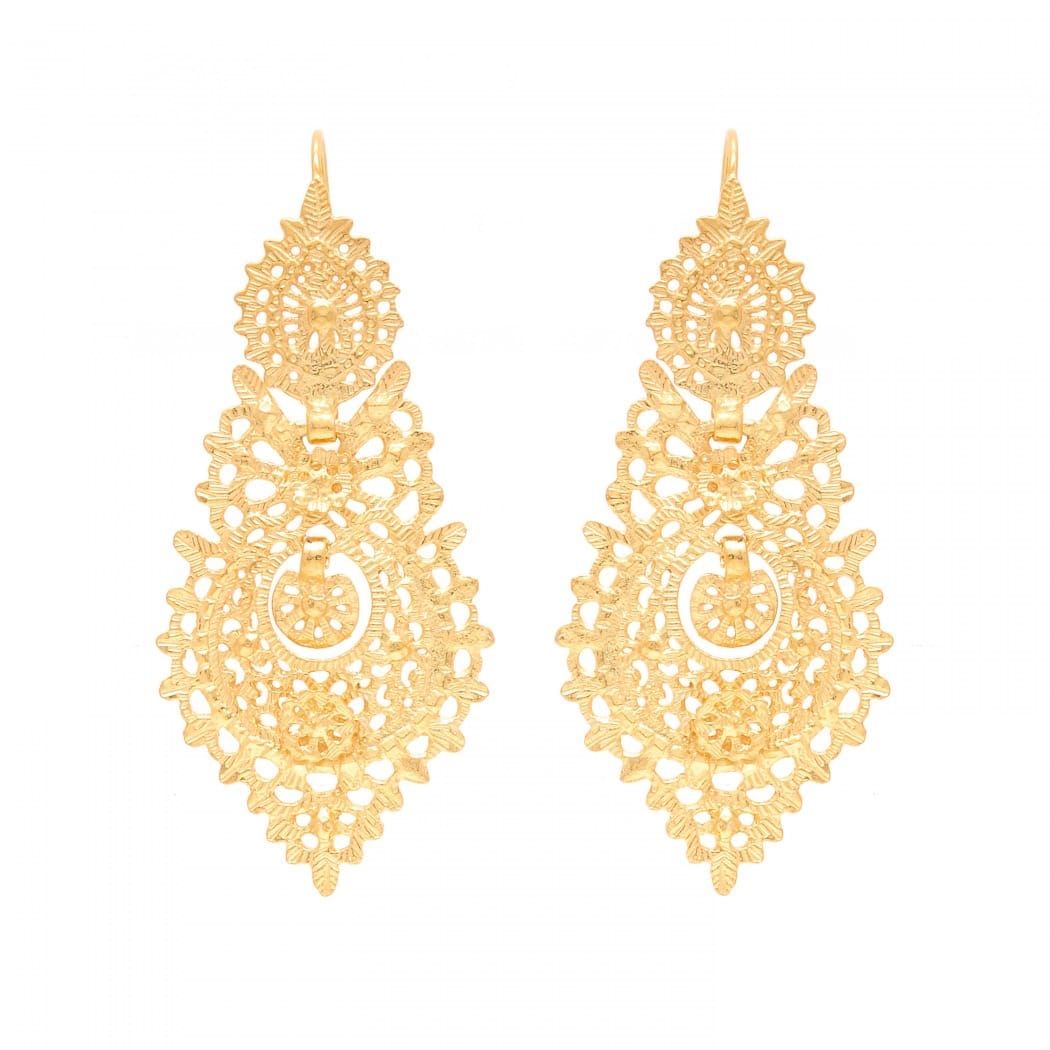 Queen Earrings 6,5cm in Gold Plated Silver 