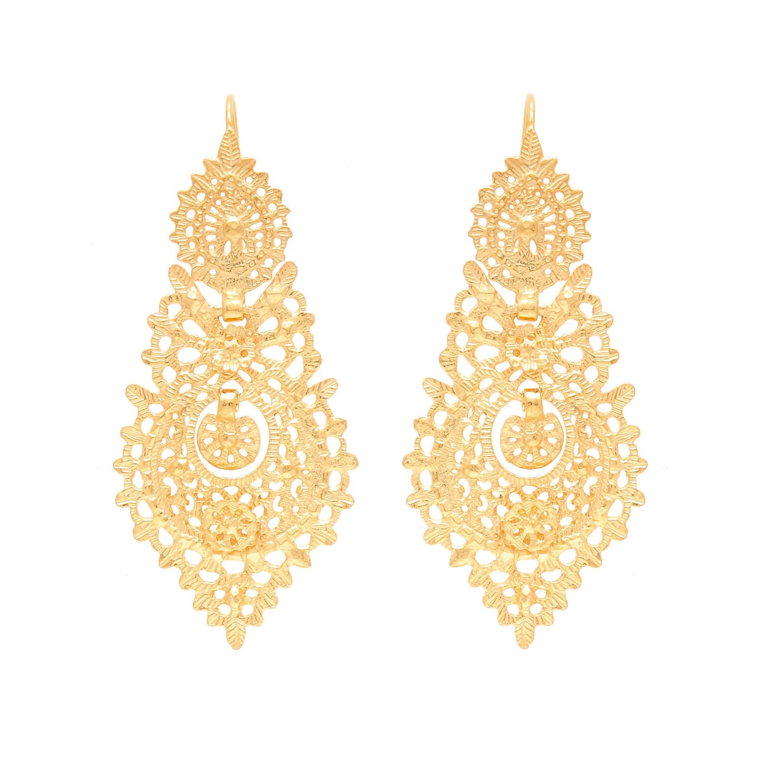 Queen Earrings 6,5cm in Gold Plated Silver Queen Earrings 6,5cm in Gold Plated Silver