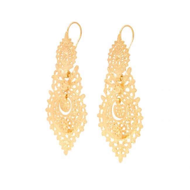 Queen Earrings 6,5cm in Gold Plated Silver Queen Earrings 6,5cm in Gold Plated Silver