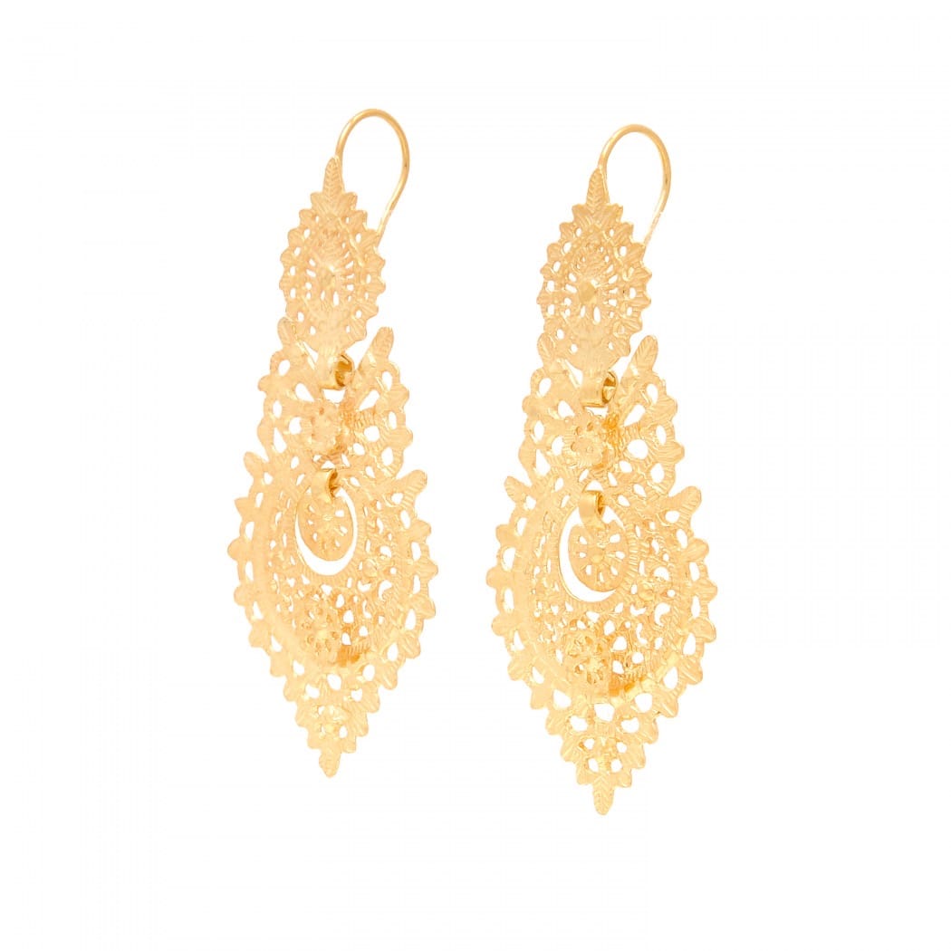 Queen Earrings 6,5cm in Gold Plated Silver 