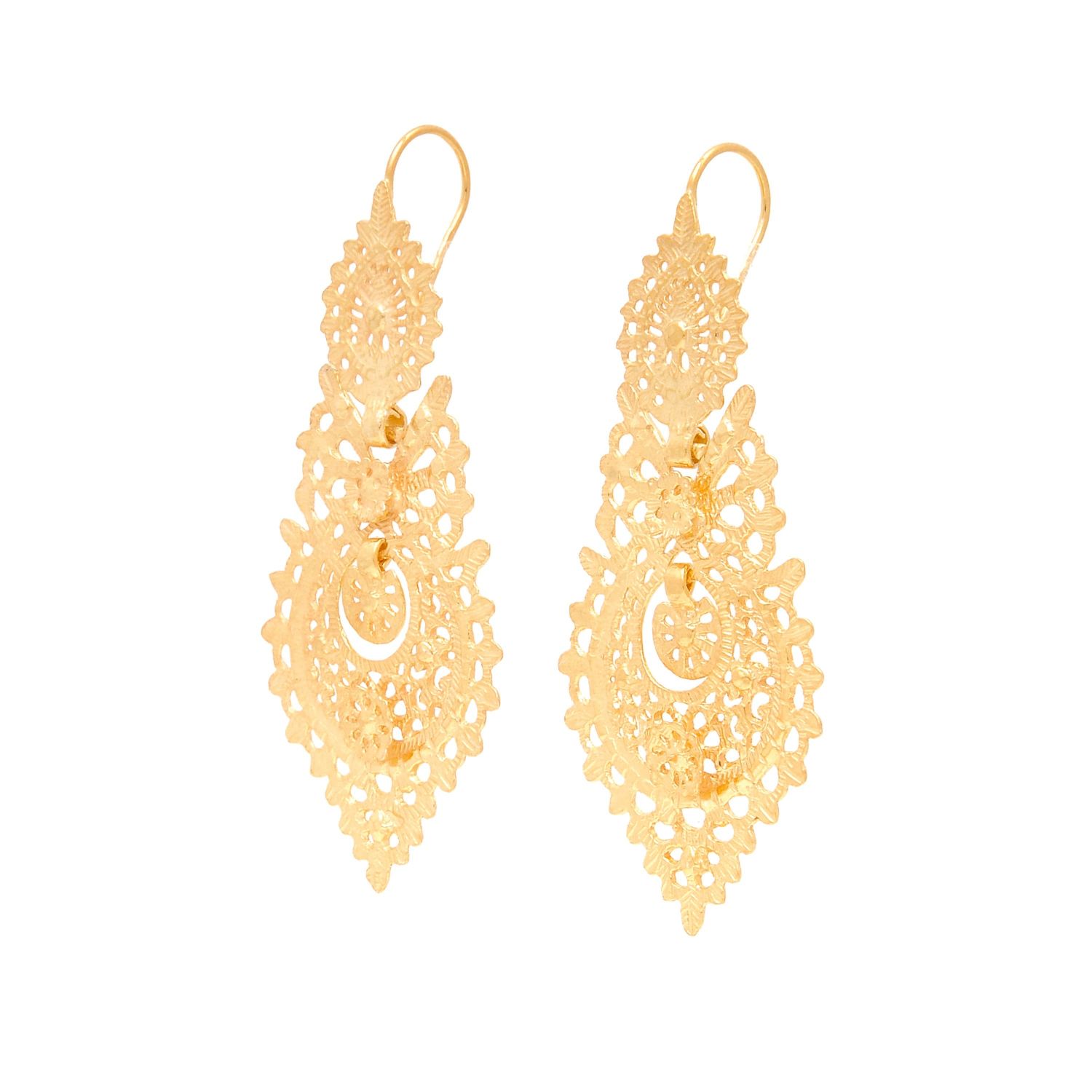 Queen Earrings 6,5cm in Gold Plated Silver Queen Earrings 6,5cm in Gold Plated Silver