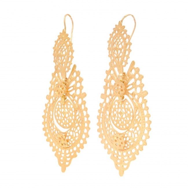 Queen Earrings 8,5cm in Gold Plated Silver Queen Earrings 8,5cm in Gold Plated Silver