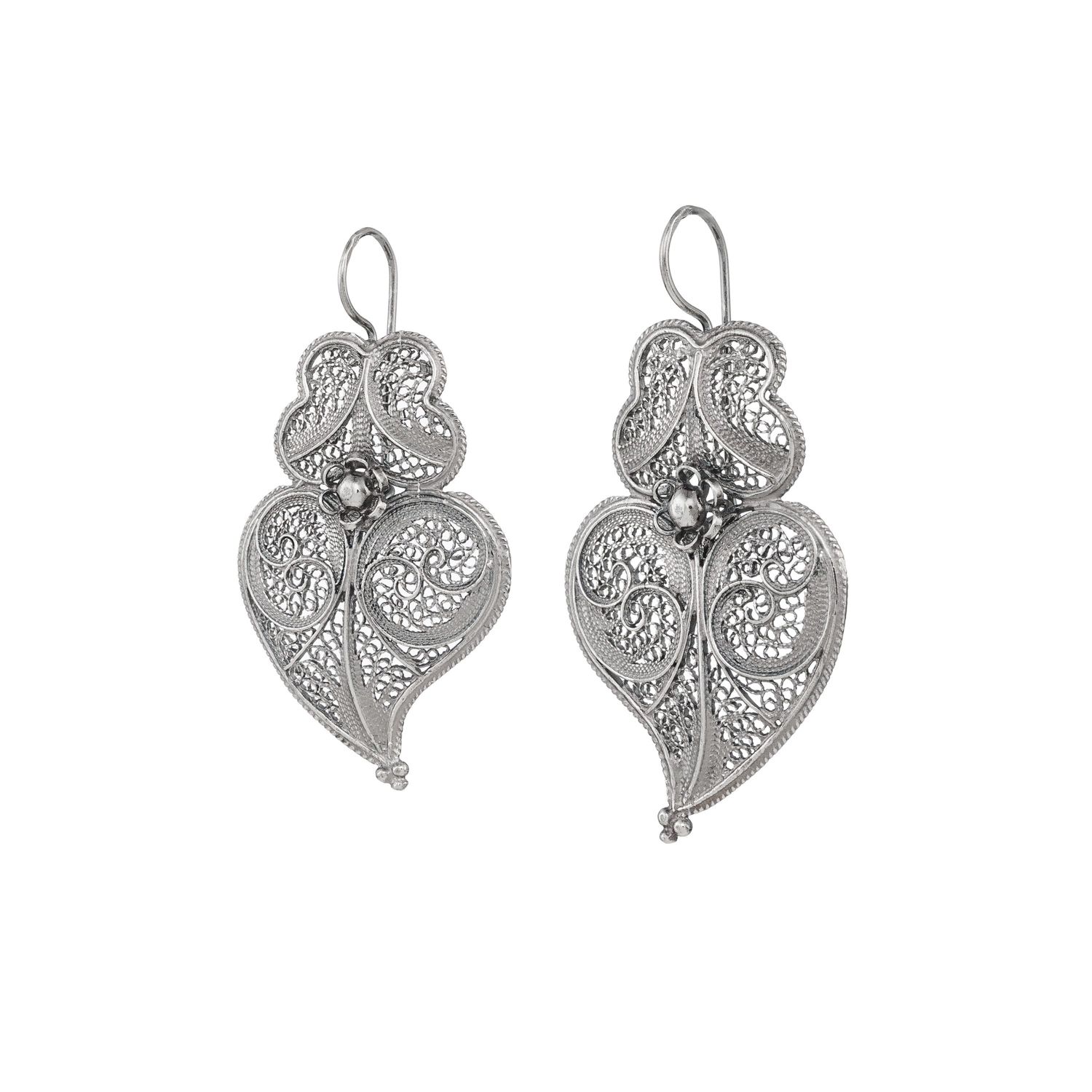 Pendientes Corazón de Viana 4,5cm de Plata 