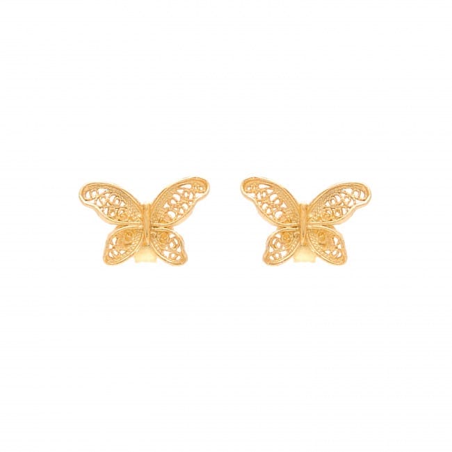 Earrings Butterfly in Gold Plated Silver - Portugal Jewels