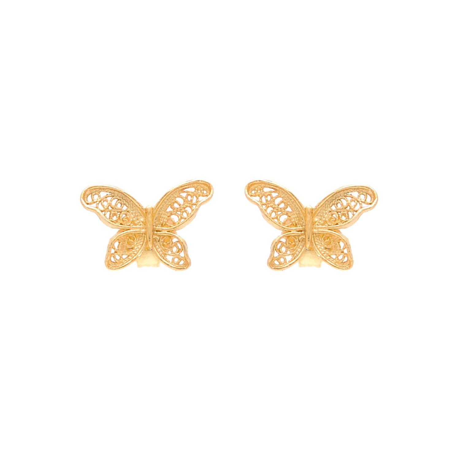 Pendientes Mariposa de Plata Bañada en Oro Pendientes Mariposa de Plata Bañada en Oro