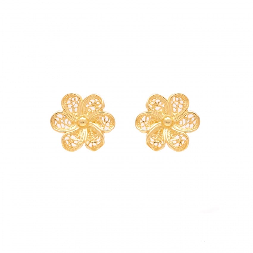 Earrings Flower in Gold Plated Silver 