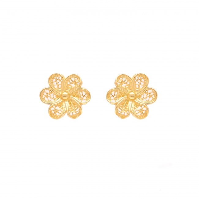 Earrings Flower in Gold Plated Silver