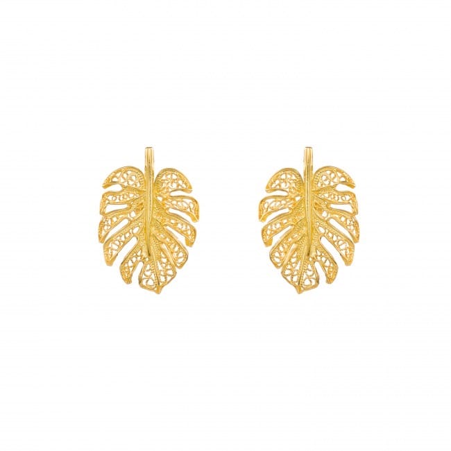 Earrings Monstera in Gold Plated Silver 