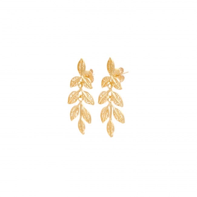 Earrings Leaves in Gold Plated Silver Earrings Leaves in Gold Plated Silver