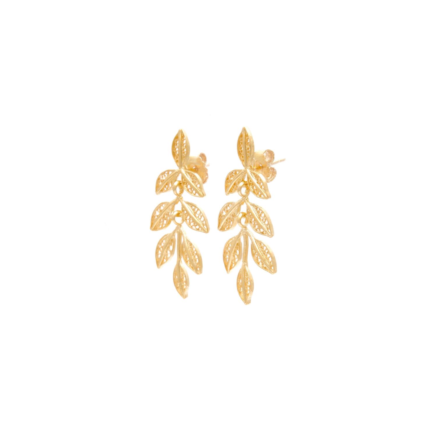 Earrings Leaves in Gold Plated Silver 