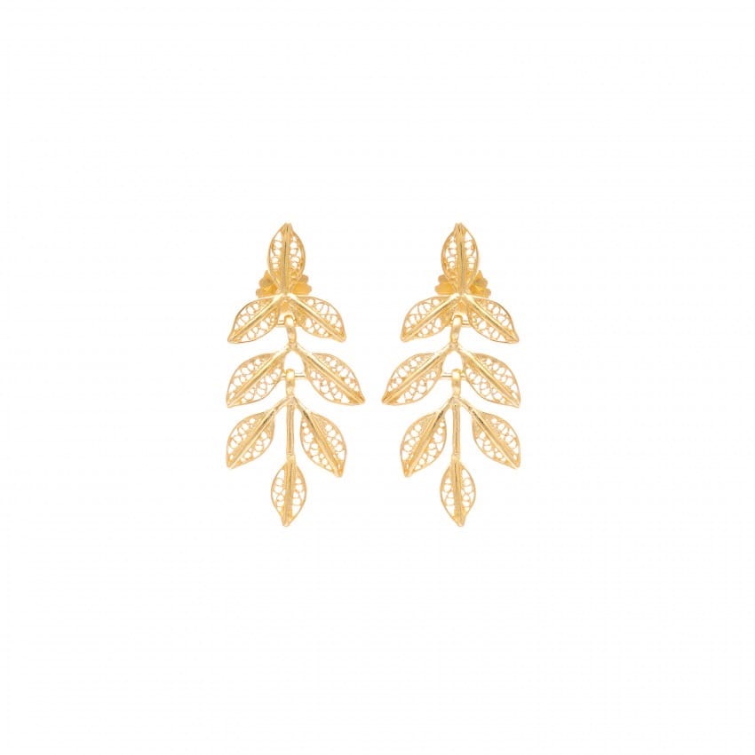 Earrings Leaves in Gold Plated Silver 