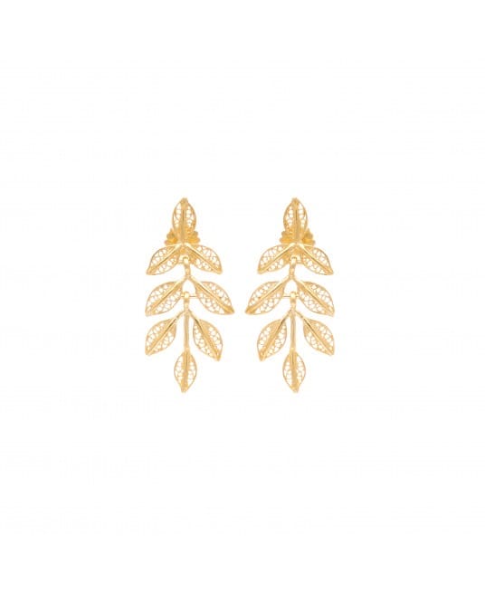 Earrings Leaves in Gold Plated Silver 