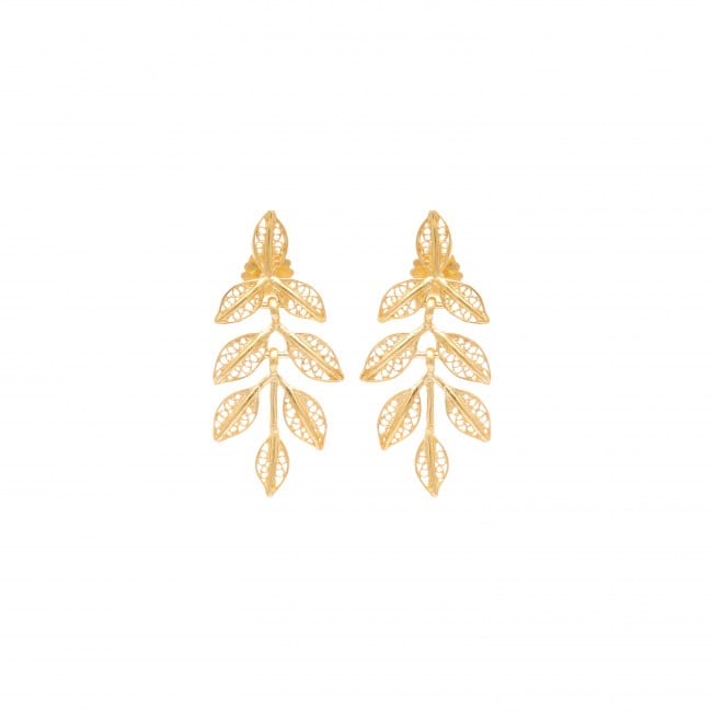 Earrings Leaves in Gold Plated Silver 