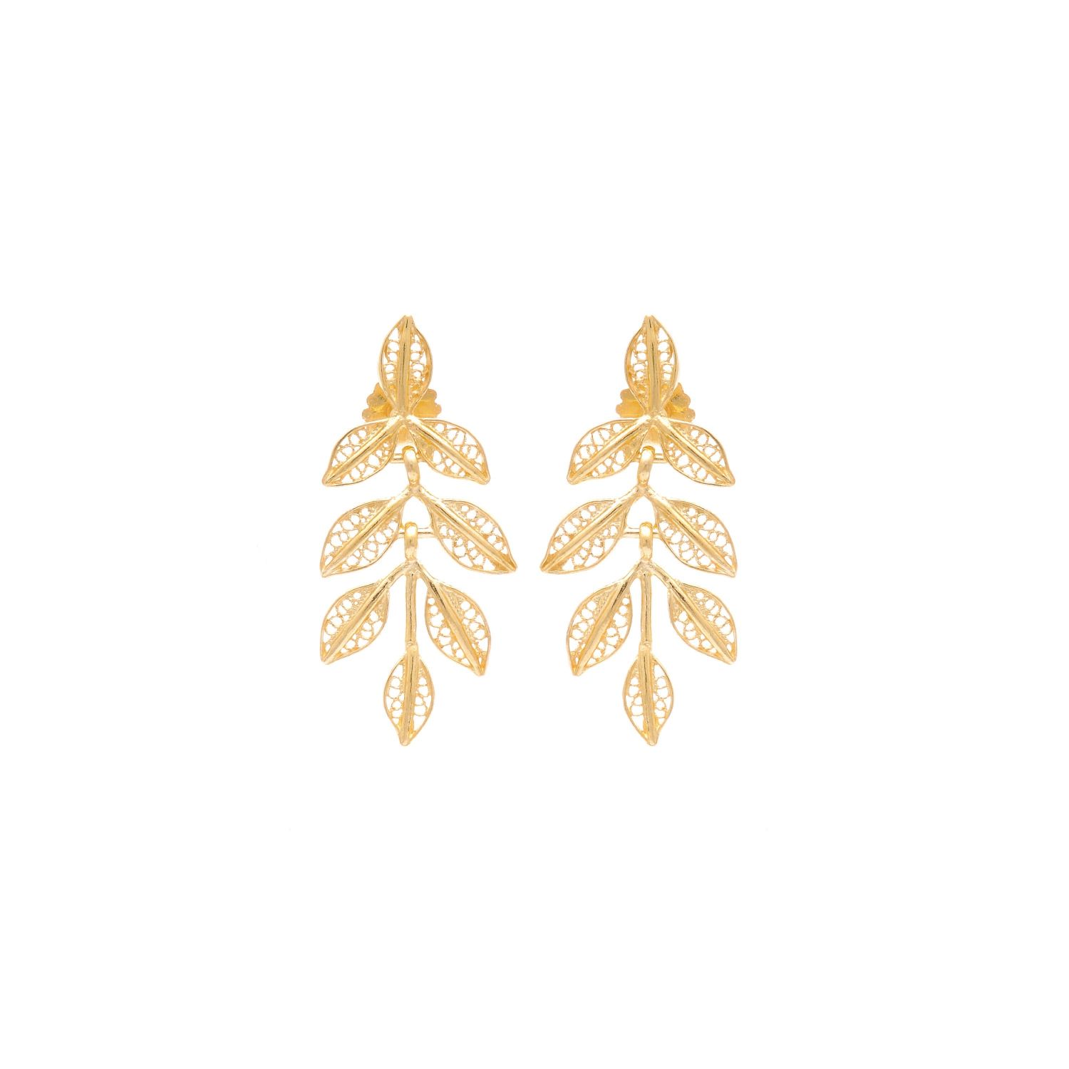 Earrings Leaves in Gold Plated Silver 