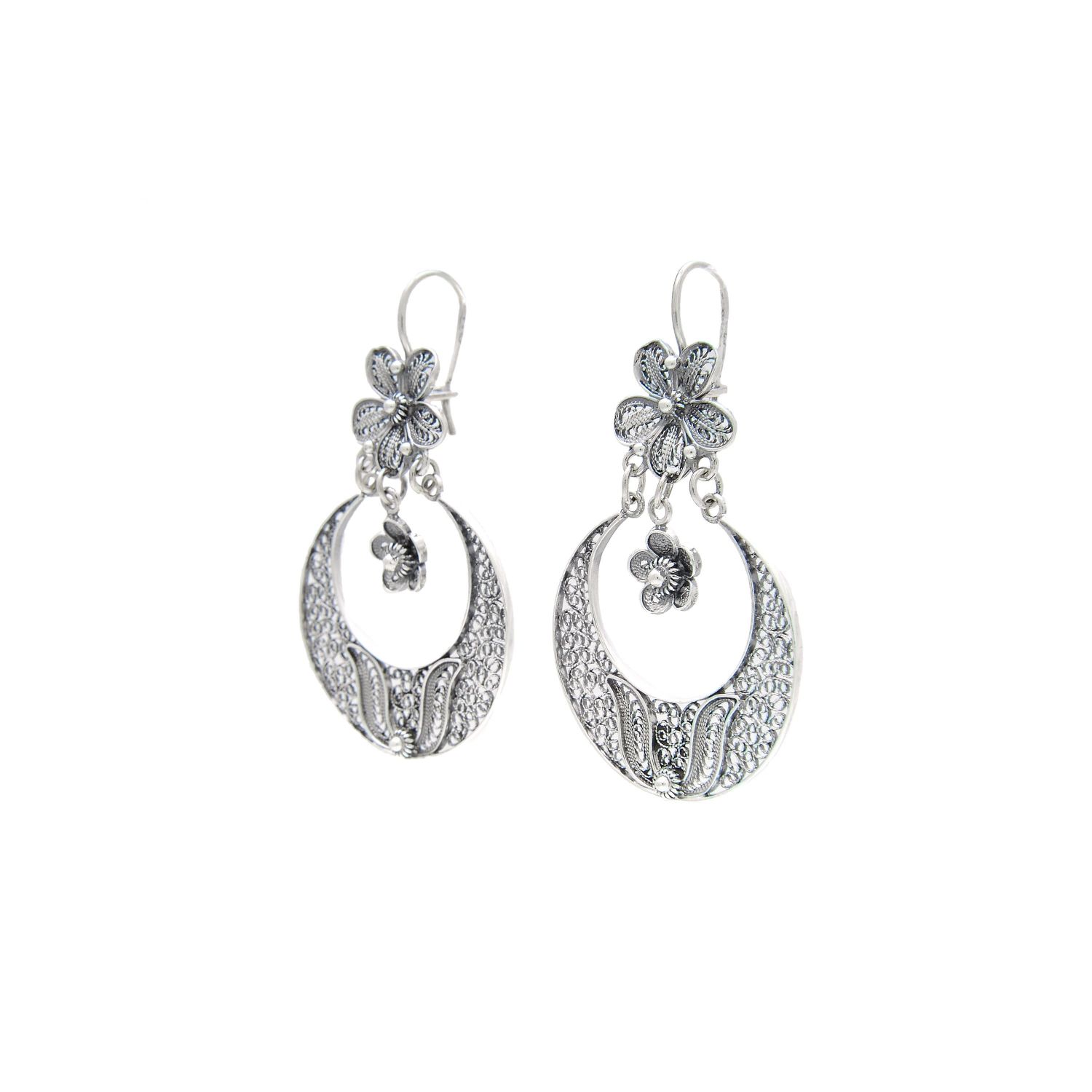 Earrings Arrecadas Flower in Silver 